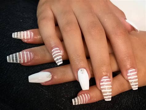 White Stripes Nails Pic By Arvnails French Manicure Nails 3d Nails