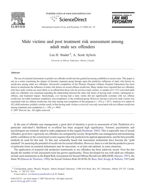 Pdf Male Victims And Post Treatment Risk Assessment Among Adult Male