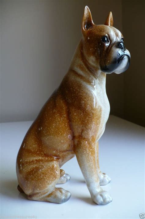 Boxer Ceramic Dog Sitting Statue Dogs Figurine Puppy 8