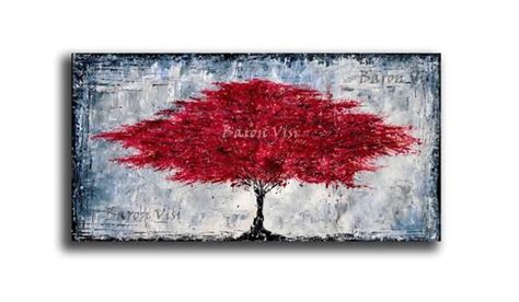 Abstract Painting Acrylic Painting Red Tree Wall Art Home Image 1