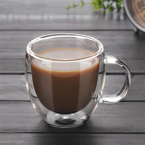 Taza De Vidrio Doble Pared Aislamiento C Asa Té Café 250ml Cuotas