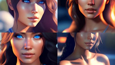 lexica a detailed portrait of pretty anime girl blue eyes in bikini unreal engine 5 rendered