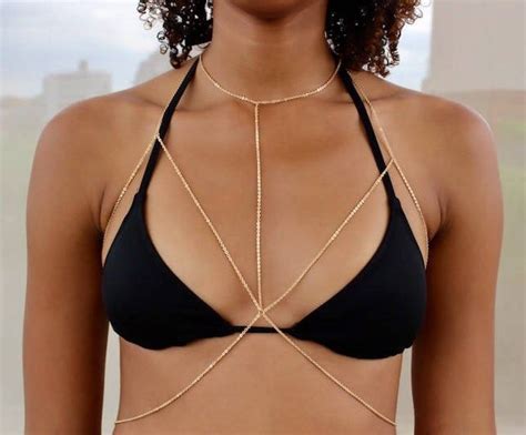 Layered Gold Chain Bralette Gold Body Chain Gold Chain Etsy In
