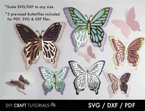 Butterfly Svg 3d Butterfly Svg Butterfly Template Etsy Crown Template