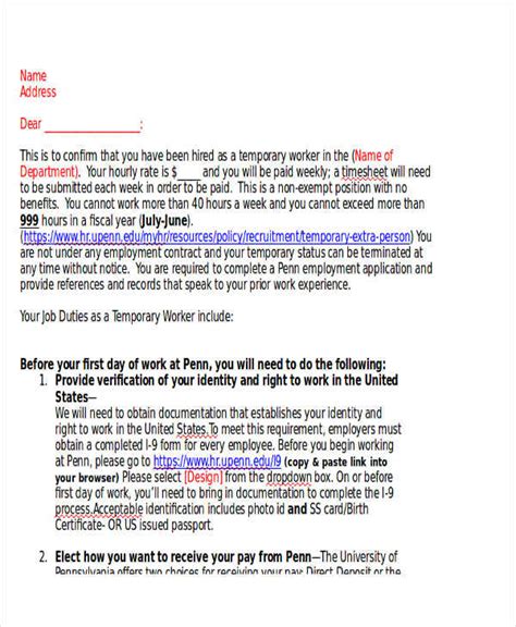 9 Temporary Appointment Letter Template Free Sample Example Format