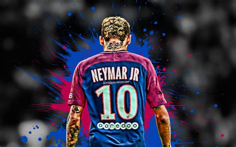 Download Wallpapers Neymar Blue And Purple Blots Brazilian