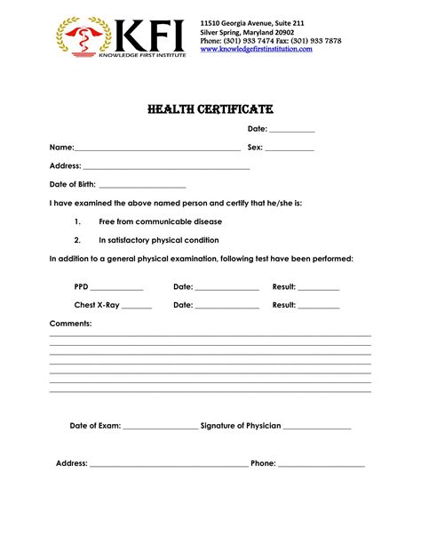 Health Certificate Formpdf Docdroid
