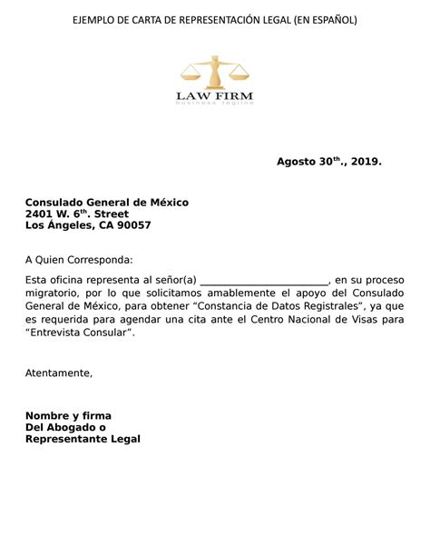 Carta Modelo De Su Representante Legal Para Constancia De Datos