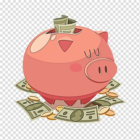 Piggy Bank Pink Cartoon Saving Money Handling Suidae Transparent