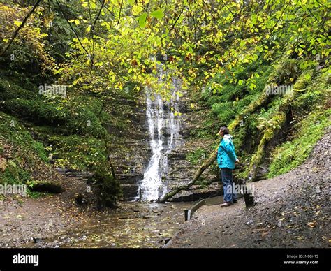 Radnor Hills Powys Wales Autumn Rain At The Water Break Its Neck