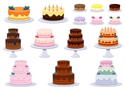 Birthday Cake Vector Design Illustration Set Isolated On White Background Vector Art At