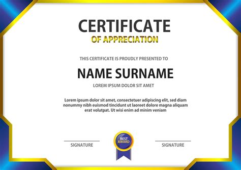 Ilustrasi sertifikat diploma template akademik, batas sertifikat, ilustrasi sertifikat, perbatasan, bingkai, teks png. Template Sertifikat Tema Blue Gold Bisa di EDIT ( Free CDR ...