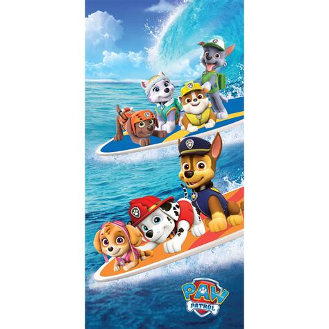 Two men are seen on the top of durdle door with parachutes, preparing to jump towards the water. Nickelodeon Paw Patrol Cotton 28" x 58" Surf Crew Beach ...