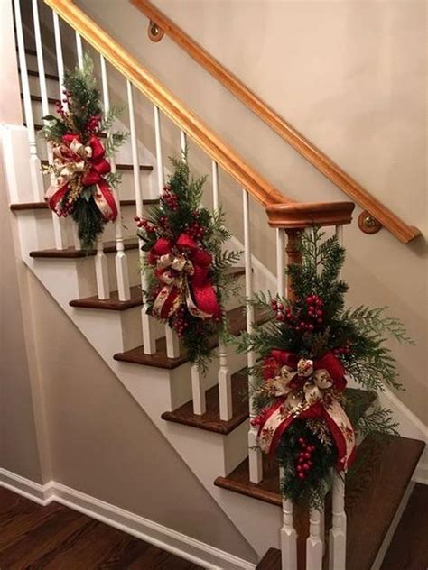 Crestwood spruce garland with battery operated warm white led lights the crestwood spruce is a sparkling mixed the crestwood spruce is a sparkling mixed branch garland featuring bristle tips and trimmed with pine cones, red berries and glitter. 51 Adorable Stair Railing Decoration Ideas For Christmas ...