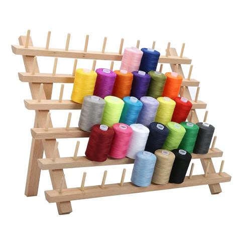 60 Spool Wooden Thread Rack And Organizer For Sewing Quilting