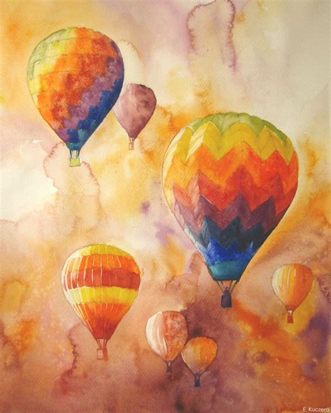 Watercolor Hot Air Balloons By Ewelina Kuczera Hot Air Balloon