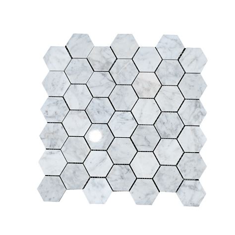 Carrara White Italian Carrera Marble Hexagon Mosaic Tile 2 Inch