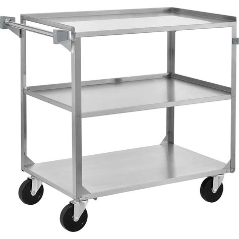 3 Shelf Stainless Steel Utility Cart 27 X 16 X 32 300 Lb Capacity