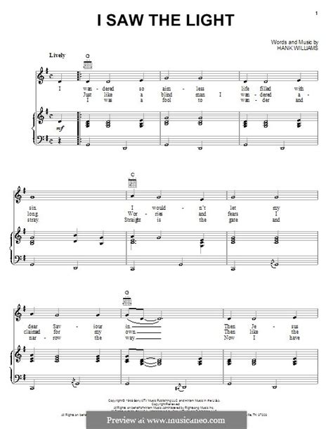 I Saw The Light By H Williams Sheet Music On Musicaneo