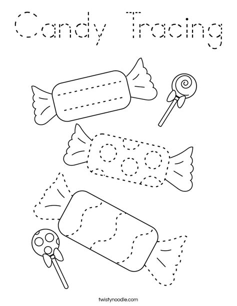 Candy Tracing Coloring Page Tracing Twisty Noodle
