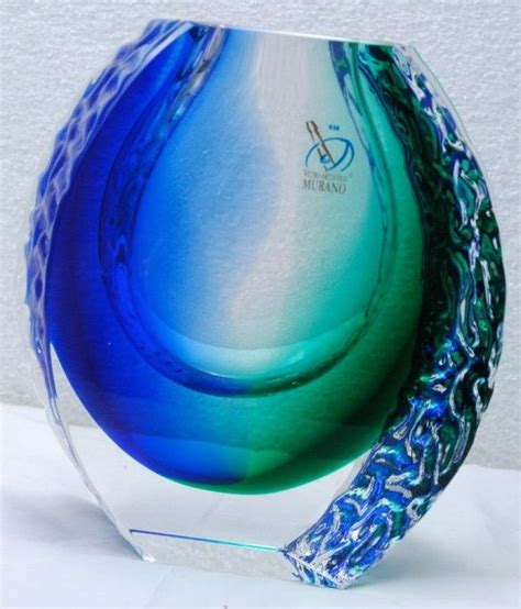 Alessandro Mandruzzato Murano Glass Vase Blue Green With Coa Murano Glass Vase Glass Kitchen