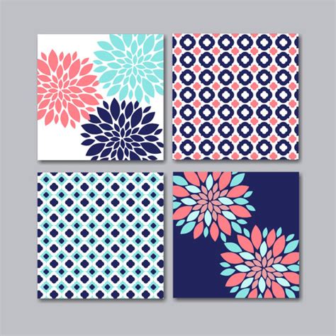 Find ideas and inspiration for coral and gray bathroom to add to your own home. Coral Teal Navy Floral Wall ArtCoral Floral Wall ArtNavy