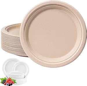Disposable Paper Plates Brown Inch Cm Super Rigid Bagasse Plates Eco