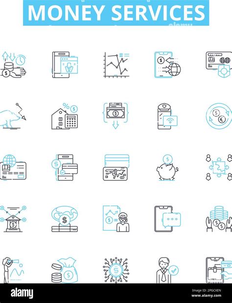 Money Services Vector Line Icons Set Money Services Banking Finance