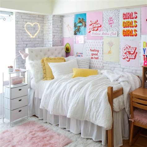 White Brick Removable Wallpaper In Dorm Room Designs College Dorm Room Decor Girls Dorm