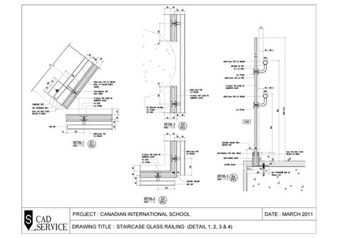 Glass wall systems details free autocad drawings. Canadian School Staircase Glass Railing - S-CAD