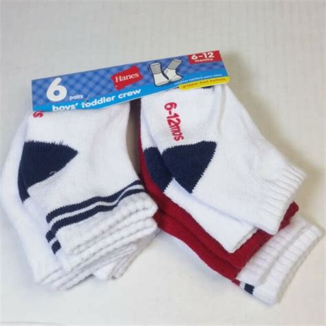 New Hanes Childrens Toddler Boys Crew Socks 6 Pack 6 12 Months