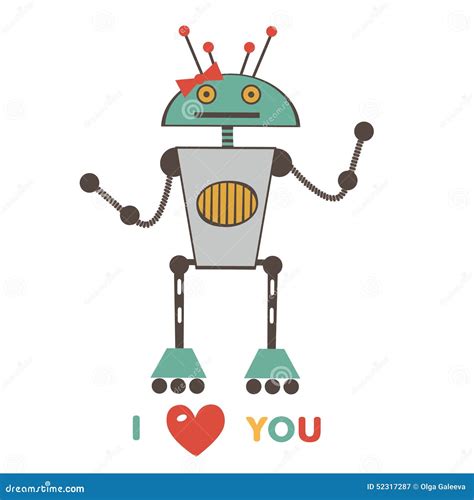 Cute Love Robot Stock Vector Illustration Of Cute Abstract 52317287