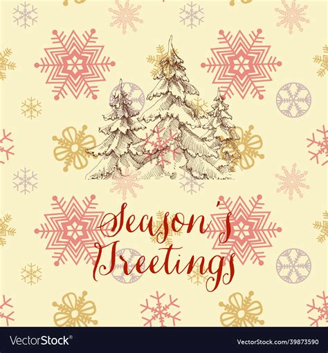 Pine Trees Christmas Greeting Card Seasonaposs Vector Image