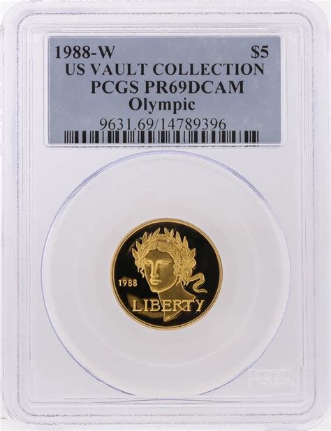 1988 W 5 Us Vault Collection Olympic Gold Coin Pcgs Pr69dcam