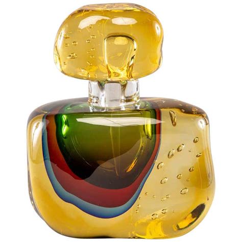 Oversized Amber Colored Murano Glass Sommerso Perfume Bottle At 1stdibs
