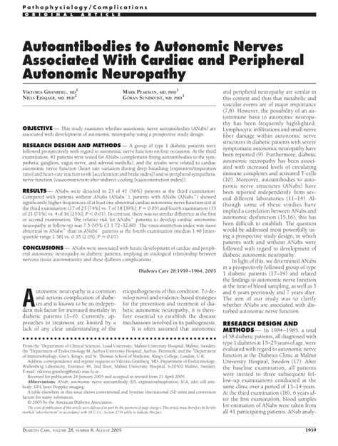 Pdf Autoantibodies To Autonomic Nerves Associated With Cardiac And