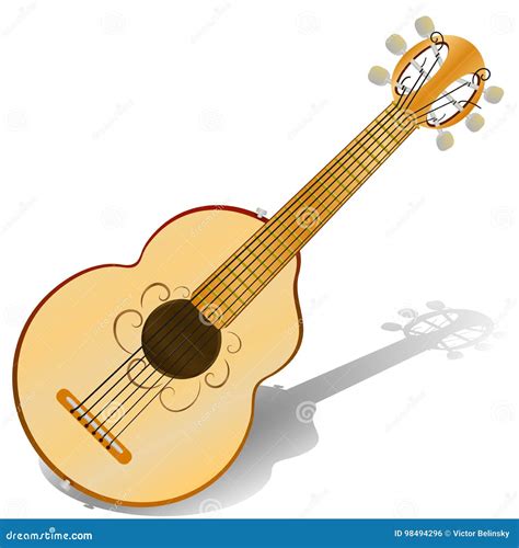 Six String Acoustic Guitar Vector Illustration Musical Instrument