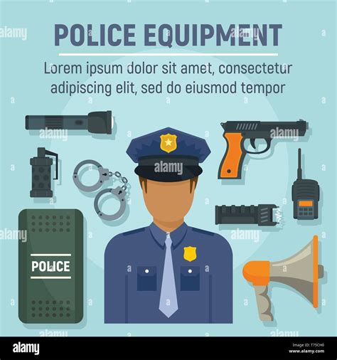 Police Officer Equipment Concept Background Flat Illustration Of
