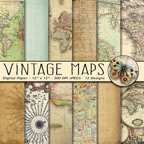 Vintage Maps Digital Paper Old World Maps Old Vintage