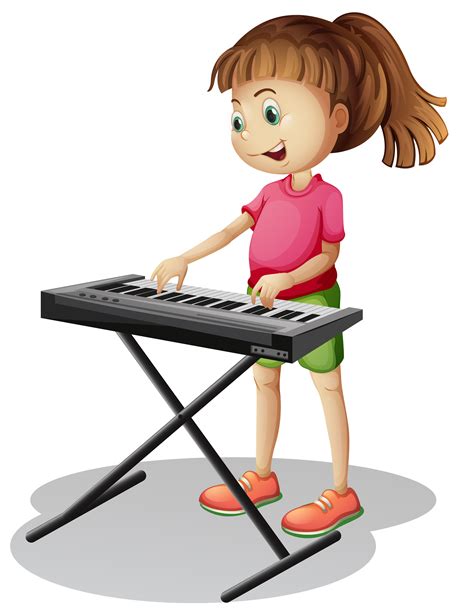Girl Playing With Electronic Piano 375463 Vector Art At Vecteezy