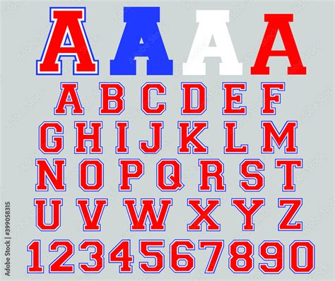 Varsity Font Vector 3 Layers Sport Font College Alphabet Letters And