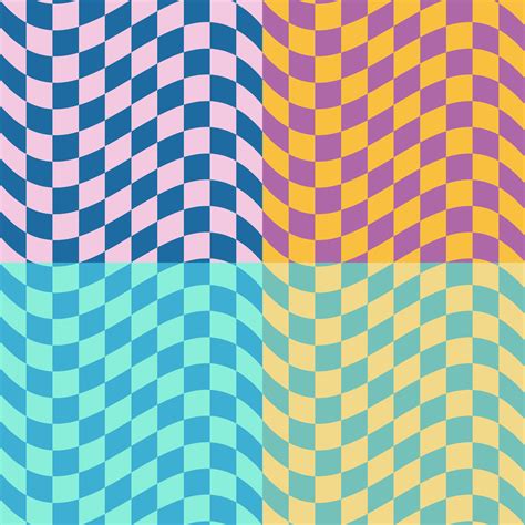 Set Of Multi Color Waving Flag Checkers Background Designs Four Square