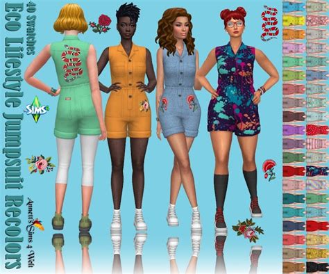 Eco Lifestyle Jumpsuit Recolors At Annetts Sims 4 Welt Sims 4 Updates