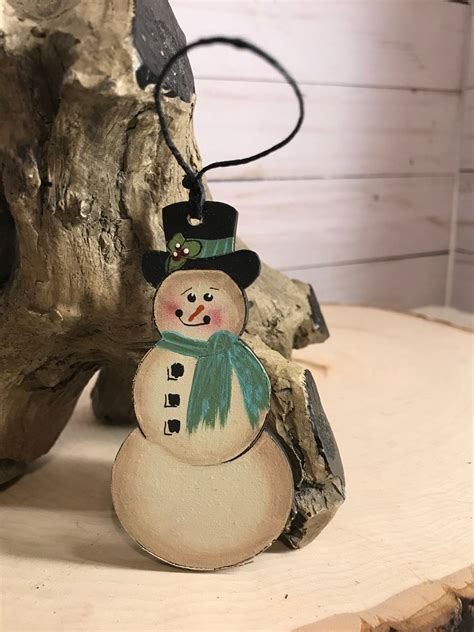 Wood Ornament Snowman Ornament Wooden Ornament Christmas Etsy