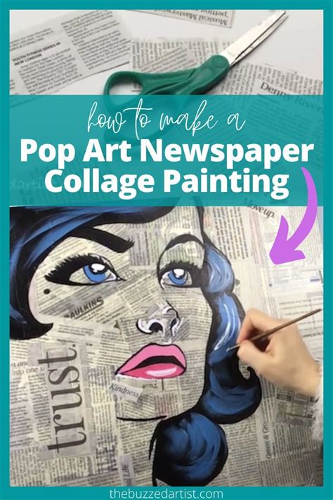 Pop Art Newspaper Collage Painting Tutorial Middle School Art