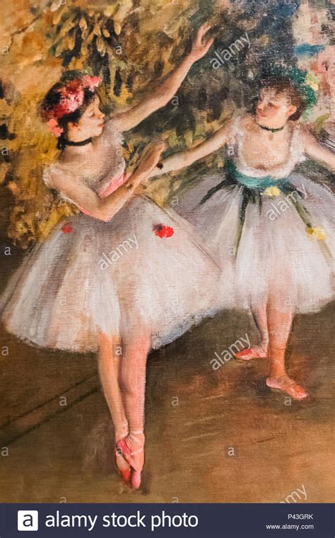Pintura De Dos Bailarines En Un Escenario De Edgar Degas Fecha 1879