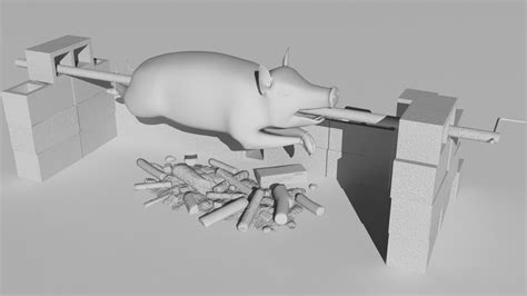 Spit Roast Pig 3d Model By Buncic