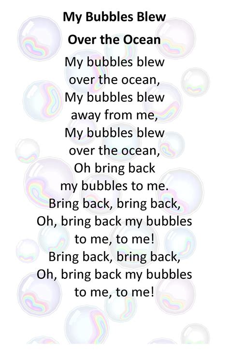 Itty Bitty Beach Babies Rhyme My Bubbles Blew Over The Ocean Sung To