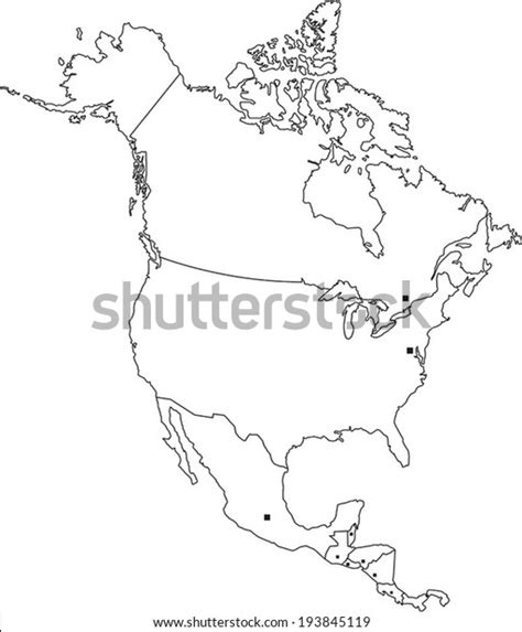 Highly Detailed North America Blind Map Stock Vector Royalty Free