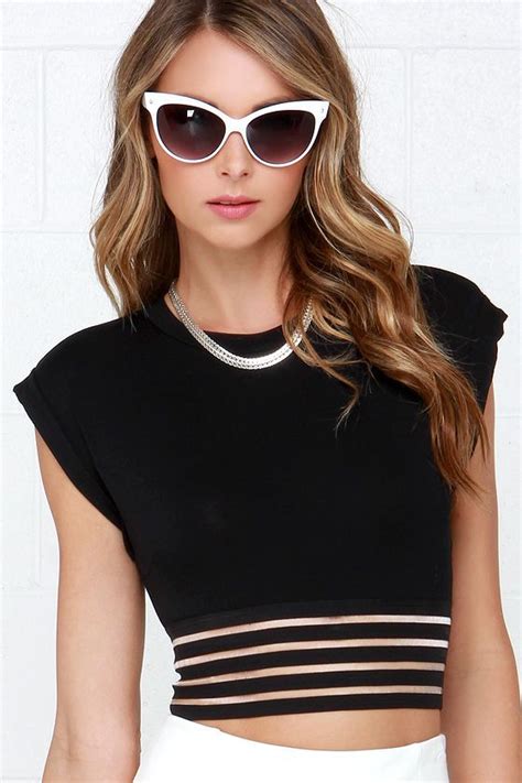 Gorgeous By Maria Elena Lopeztop Of The Lines Black Black Mesh Crop Top Mesh Crop Top Crop Tops
